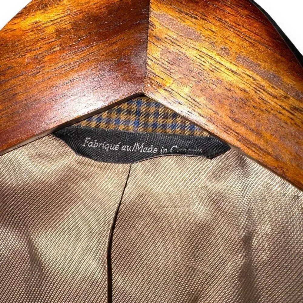 Samuelsohn Brown & Navy Windowpane Super 100s Sport Coat 42R